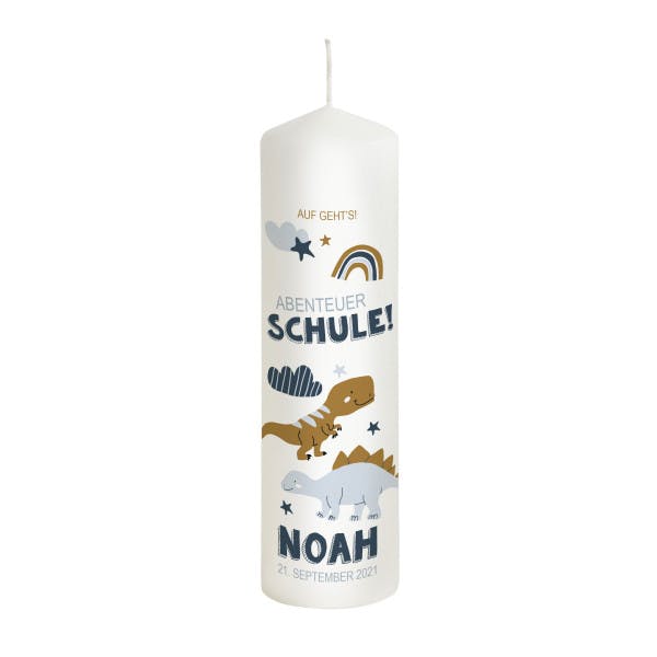 Einschulungskerze Dino - Schulanfang - Geschenke zur Einschulung Einschulungskerze Dino - Schulanfang - Geschenke zur Einschulung